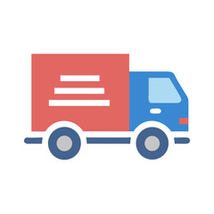 Delivery truck icon in flat style on White Background