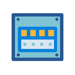 Stylized icon representing a microchip or electronic component
