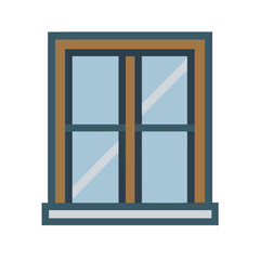 Graphic window illustration with neutral colors against White Background