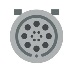 Gray circular graphic with darker gray central dots