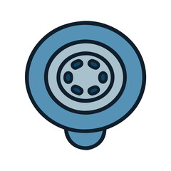 Blue gear graphic flat illustration on the dark background