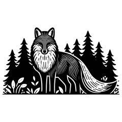 Obraz premium Fox Under the Moonlit Forest