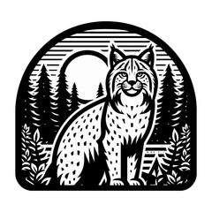 Bobcat Standing in Front of Forest