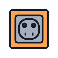 Electric socket on White Background simple line art image