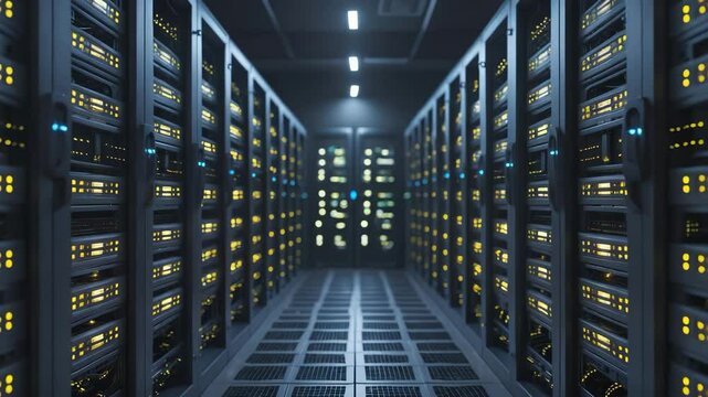 Server room filled with racks and servers