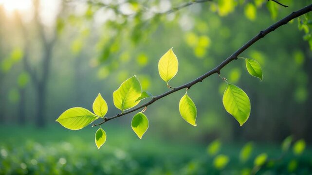 New leaves emerging on a tree branch.