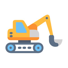 Illustration of a yellow excavator on a White Background