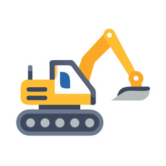 Graphic yellow excavator illustration against White Background stock image