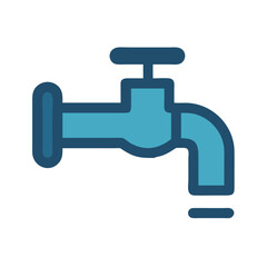 Illustration of a simplistic blue faucet on White Background