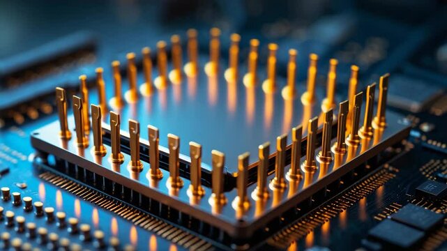 Close-up of CPU contact pins showcasing connection precision essential for motherboard integration