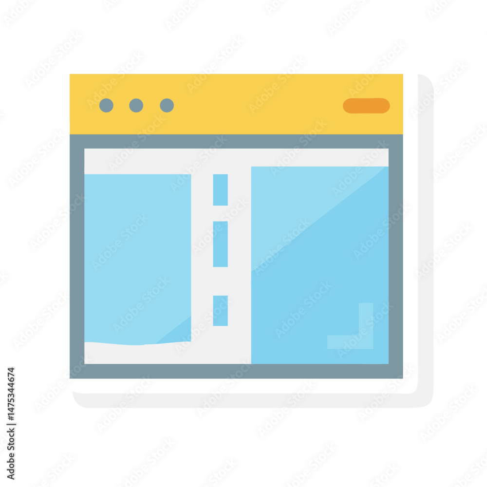 Poster web browser window with an outline within a flat design