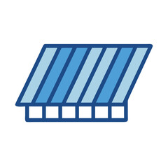 Blue striped awning with framework against White Background image