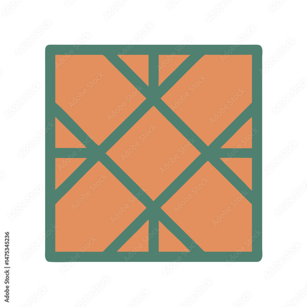 Poster geometric design with lines and square shapes on white