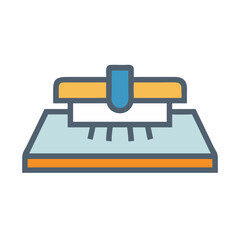 Stylized vector graphic of a production line inspection device