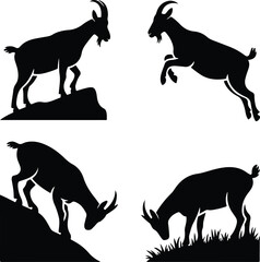 Goat Silhouette Set | Farm Animal Vector Graphics Goat Silhouettes Collection | Livestock, Nature, and Agriculture Icons
