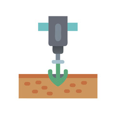 Vector art: Anchor being installed in a layer of soil
