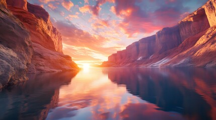 Beautiful lake powell arizona landscape sunset reflection travel destination scenic nature photography