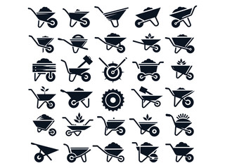 Naklejka premium Wheel Barrow Vector Icon Pack