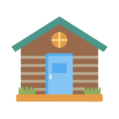 Simple vector log cabin illustration with round window detail