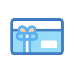 Fototapeta premium Stylized gift card illustration with blue tones and ribbon