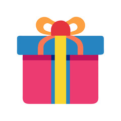 Flat design gift box with ribbon on White Background