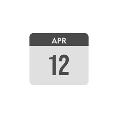 calender icon, 12 april icon with white background