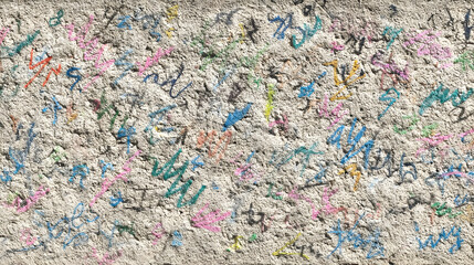 with random strokes, shapes, and colors on rough canvas