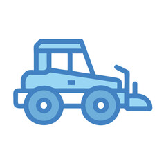 Stylized Light Blue Tractor Isolated on White Background Illustration