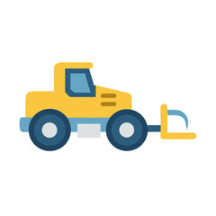 Cartoon tractor on White Background, flat design illustration