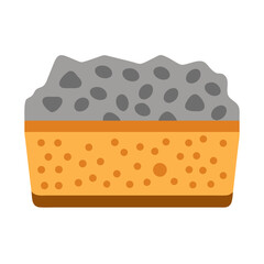 Stylized illustration of an orange sponge and gray scrubber