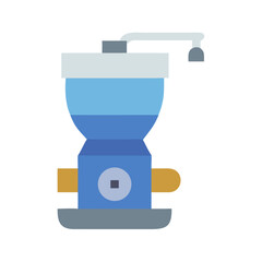 Blue manual coffee grinder isolated on White Background icon