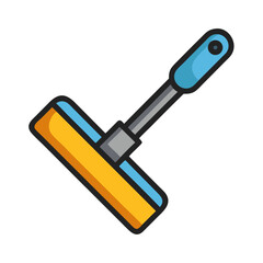 Flat Illustration of Squeegee Cleaning Tool on White Background