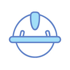 Blue construction helmet icon on White Background illustration