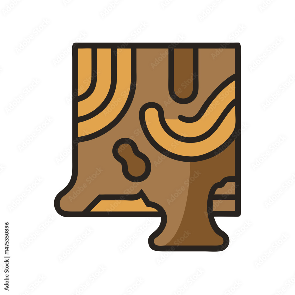 Poster abstract square wooden structure with curved patterns design image