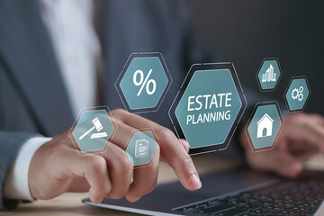 Estate Planning concept. Planning for transfer of assets and Inheritance tax. Businessman using...
