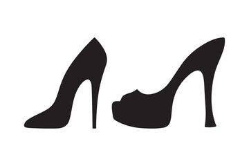 High Heel Shoe Icon Vector Stylish Woman Footwear Silhouette Design