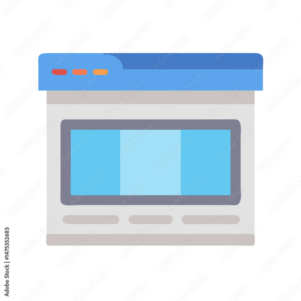 Poster minimalist web browser window with flat design elements