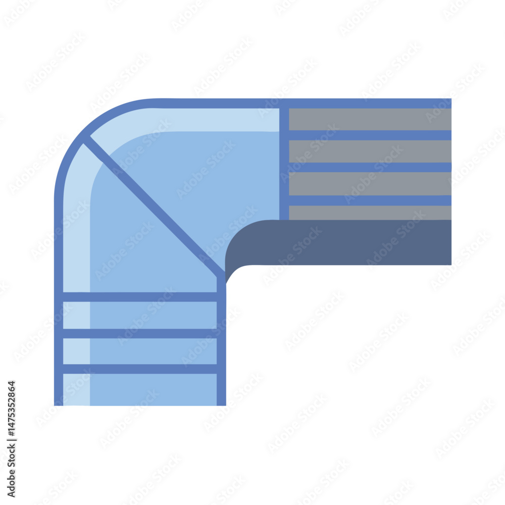 Poster blue and gray pipe elbow with parallel lines design