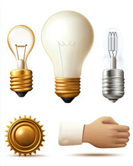 Lightbulb icons and symbols set