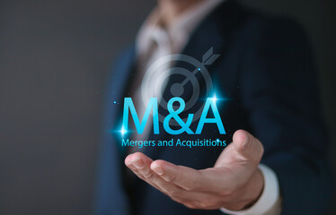 Mergers and acquisitions business concept. M and A deal partnership. Enhance the company's growth...