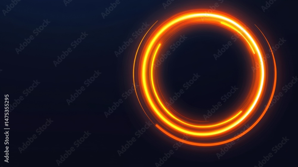 Poster abstract glowing orange circle moving on dark background high angle view studio shot for digital des