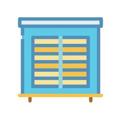 Stylized window blinds illustration with pastel color scheme