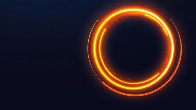 Abstract glowing orange circle moving on dark background high angle view studio shot for digital design and motion graphics