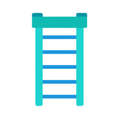 Teal ladder isolated on White Background in flat design