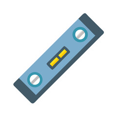 Blue spirit level instrument for construction on a White Background