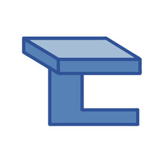 Abstract geometric shape art with light blue platform block