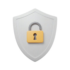 Security shield with padlock icon isolated on transparent