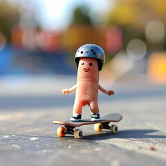 Finger puppet skateboarder at vibrant urban skatepark