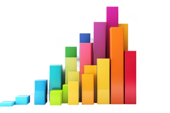 Colorful 3D Bar Graph Showing Growth and Success - Powered by Adobe