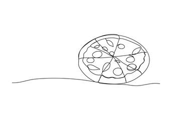Pizza. One line drawing vector illustration.
